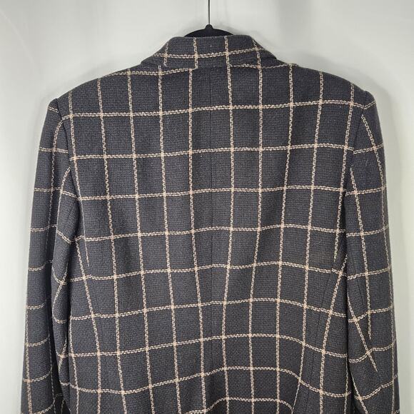 Chaus Women's Black Vintage Plaid Lambs Wool Double Breasted Career Blazer Sz 12 - Picture 7 of 8
